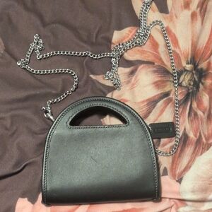 Chic Black Leather Handbag with Chain Strap
